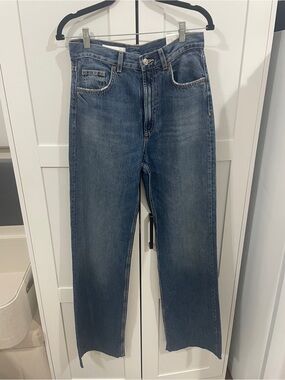 Zara Women's Wide-Leg Jeans in Medium Blue